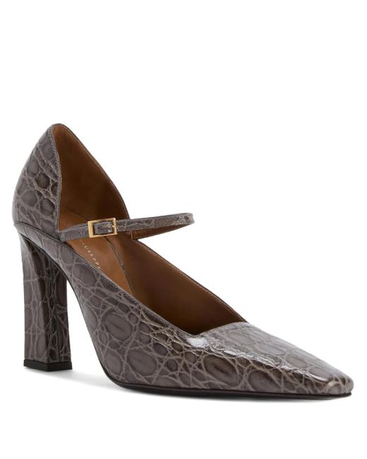 Giuseppe Zanotti Brown 90Mm Brita Crocodile-Effect Buckle Pumps