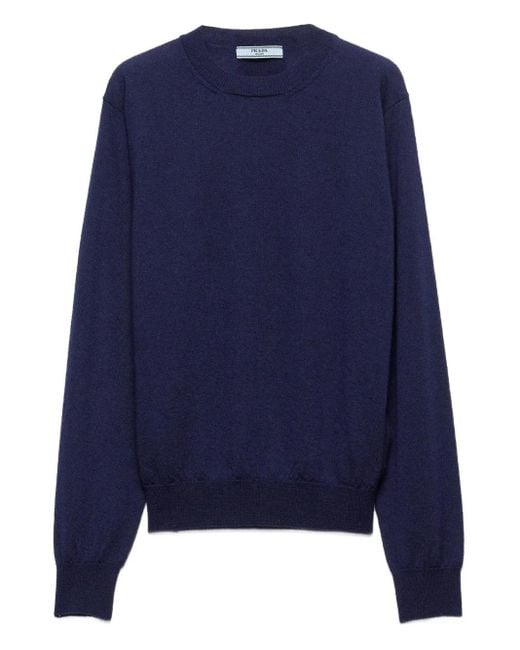 Prada Blue Kaschmirpullover Mit Rundhalsausschnitt