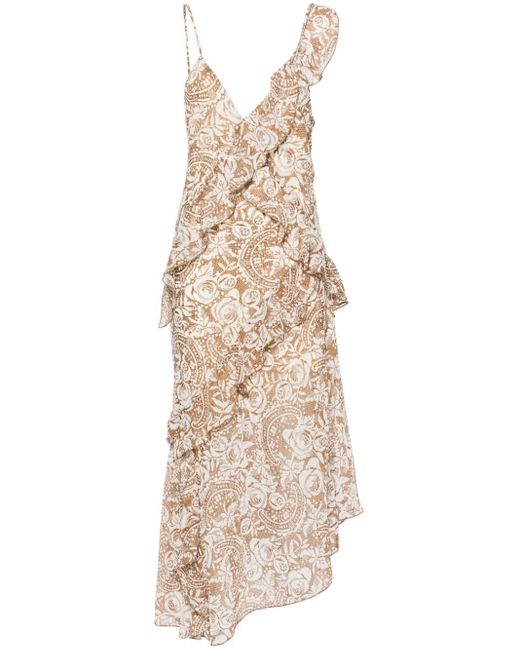 Liu Jo Midi-jurk Met Bloemenprint in het Natural