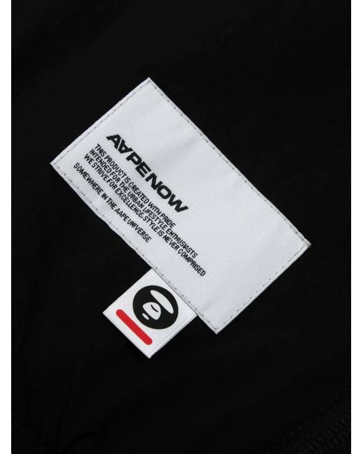 Aape By A Bathing Ape Black Moonface-Patch Zip Jacket for men