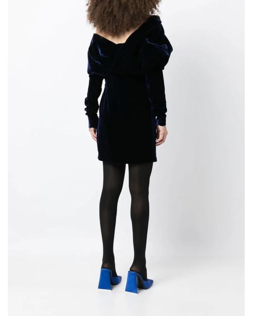 Tom Ford Black Ruched-detailing Velvet Minidress