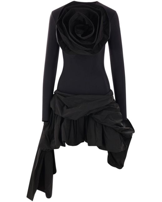 VAQUERA Black Rose Mini Dress