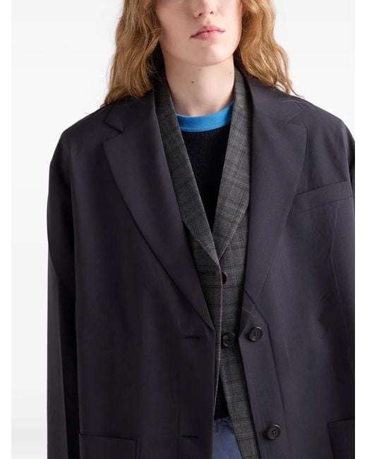 Prada Blue Single-Breasted Light Wool Coat
