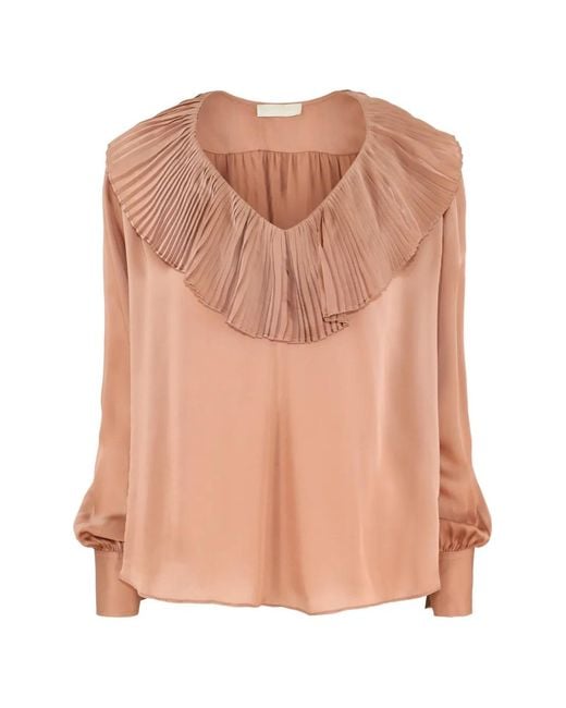 Ulla Johnson Pink Liese Pleated-Detail Blouse