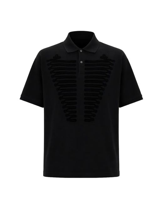 McQueen Black Button-Fastening Polo Shirt for men