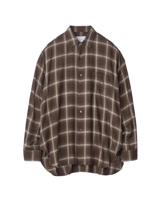 stein Brown Check-Pattern Oversized Shirt