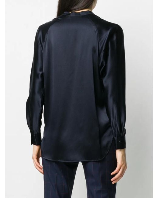 Vince Blue Long-Sleeved Open Front Blouse