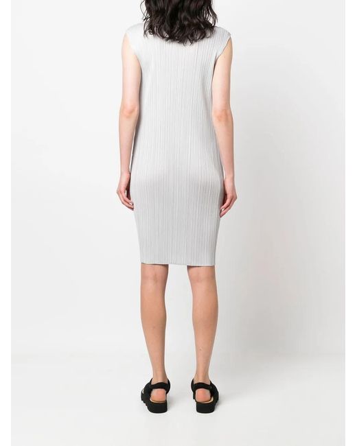 Pleats Please Issey Miyake White Pleated Short Dress