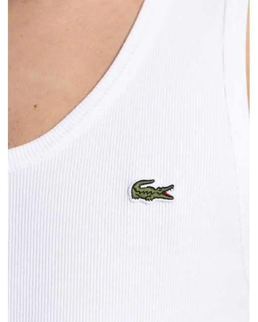 Lacoste White Ribbed-Knit Top for men
