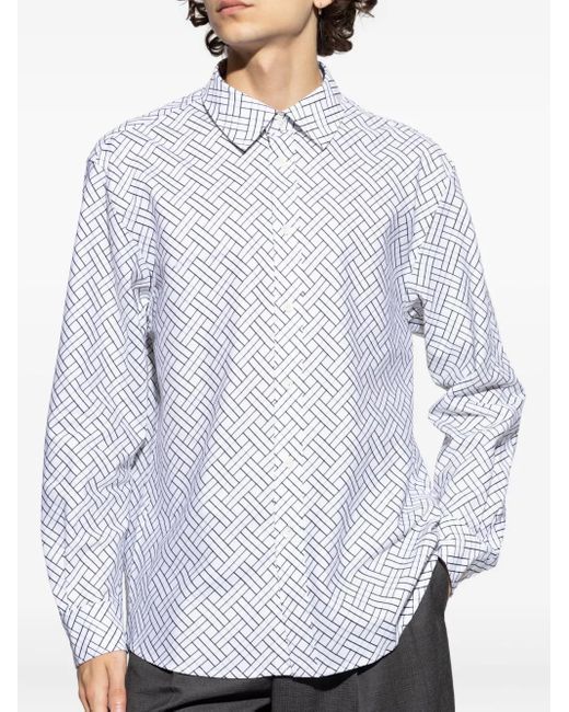 KENZO White Geometric-Pattern Shirt for men