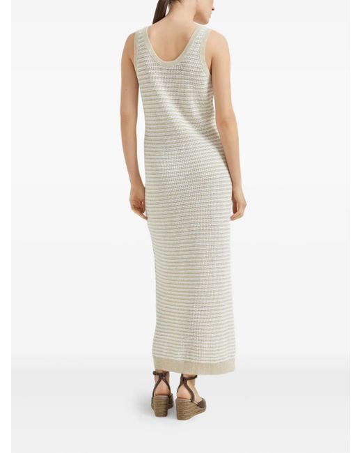 Brunello Cucinelli White Open-Knit Maxi Dress
