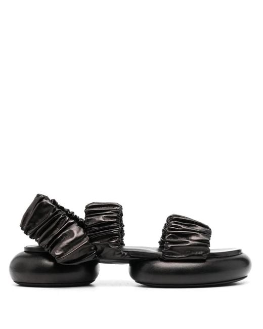 Jil Sander Black Leather Platform Slides