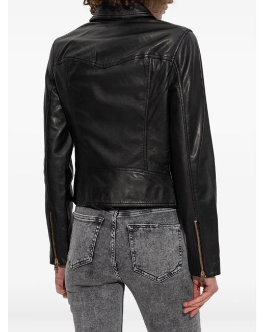 AllSaints Vela アシンメトリージップ レザージャケット Black