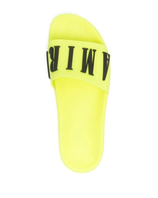 Amiri Yellow Logo-Embossed Slides for men
