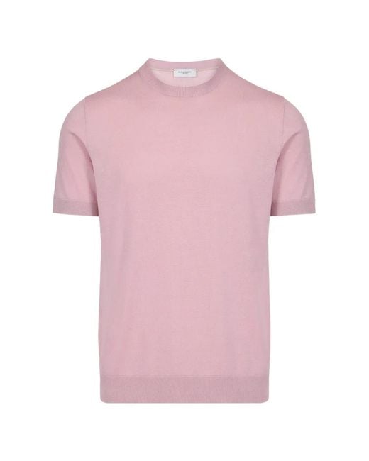 Paolo Pecora Pink Short-Sleeved Crew-Neck Sweater for men
