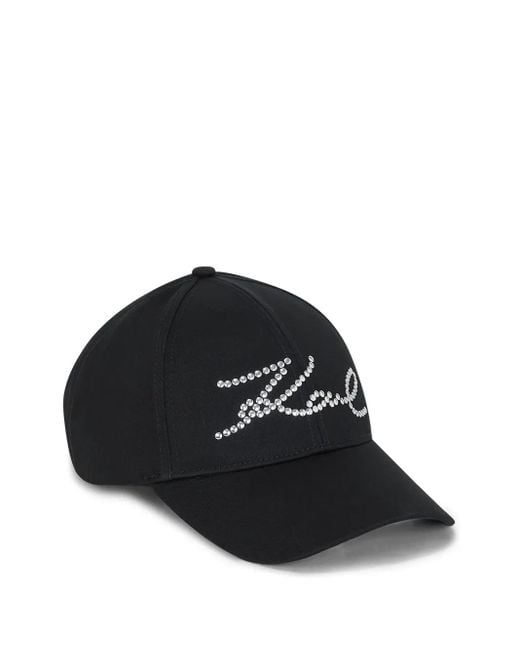 Karl Lagerfeld Black Stud-Embellished Cap