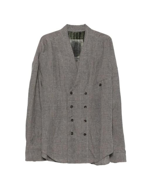 Ziggy Chen Gray Veste Croisée À Carreaux Prince De Galles for men