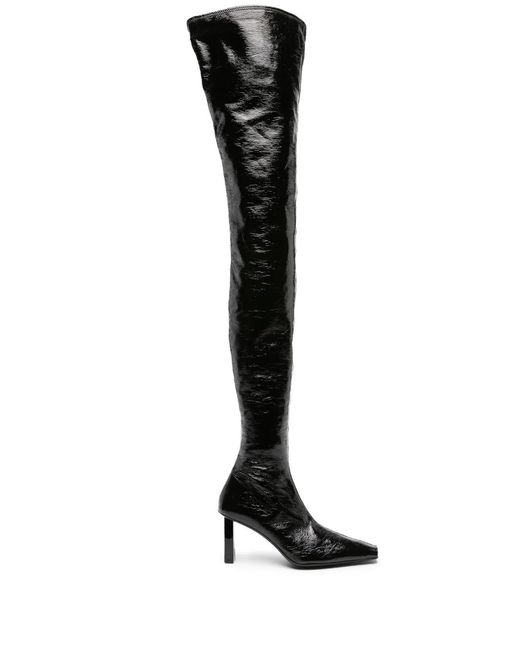Courreges Black 85Mm High-Shine Thigh-Length Boots