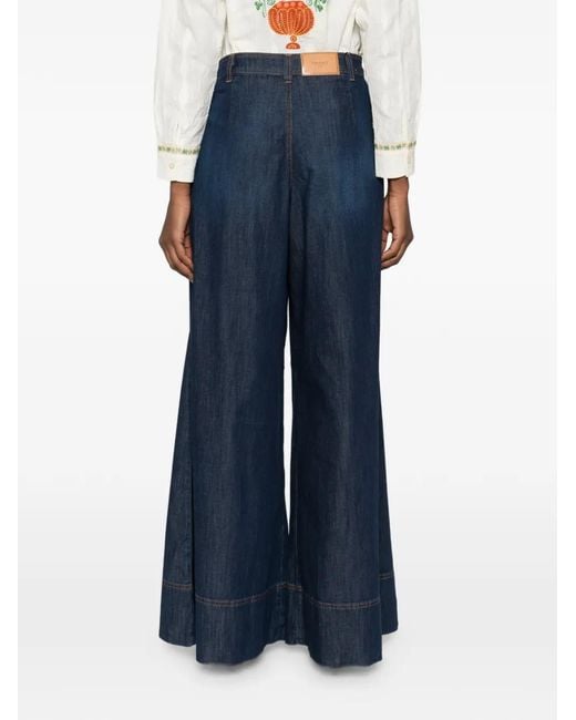 Twinset Blue Wide-Leg Cotton Jeans
