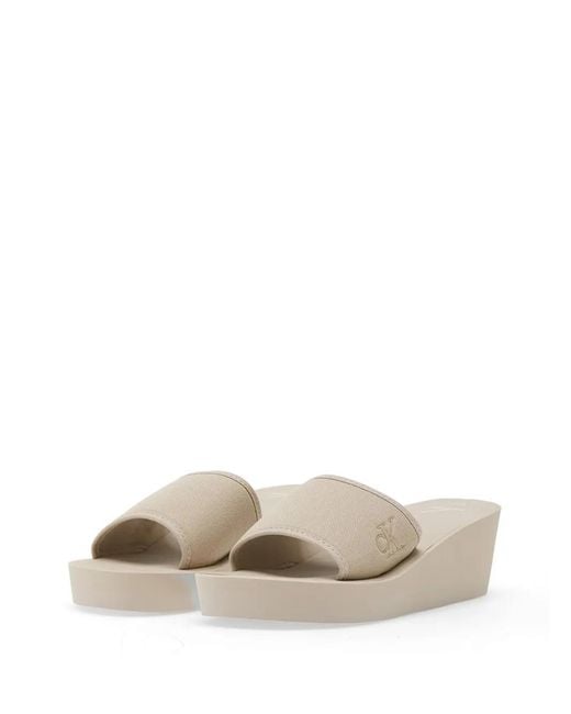Calvin Klein White Wedge-Heel Sandals