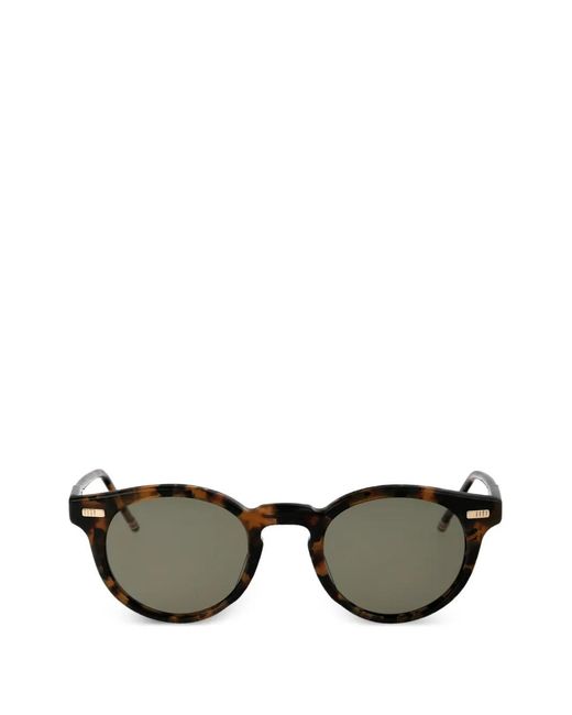 Thom Browne Brown Tortoiseshell-Effect Round-Frame Sunglasses