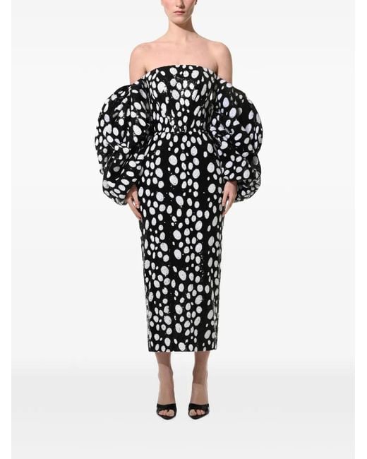 Anouki Black Sequined Off-Shoulder Midi Dress