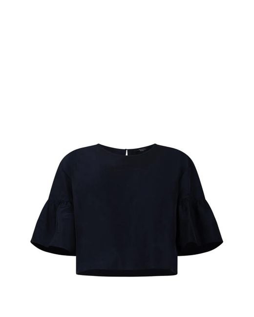 Weekend by Maxmara Blue Bell-Sleeve Cropped Boxy Blouse
