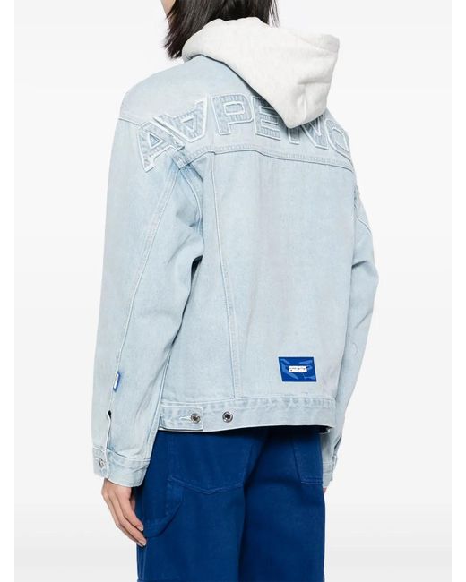 Aape By A Bathing Ape Blue Logo-Patch Hooded Jacket for men