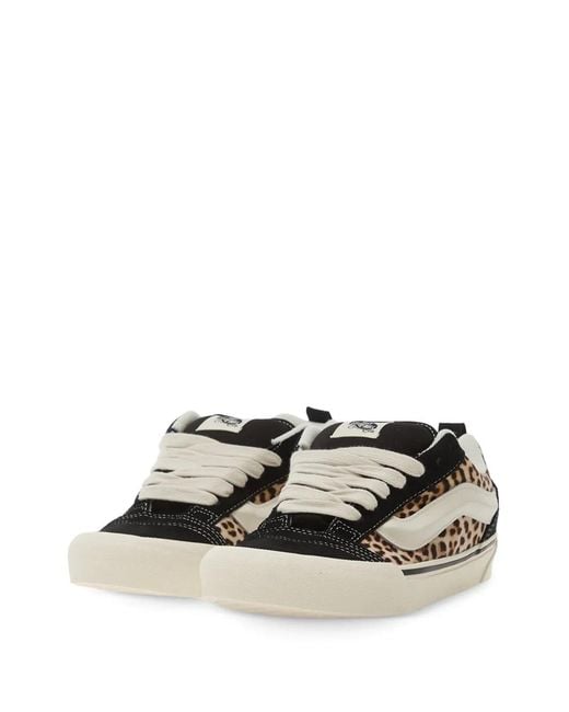 Vans White Knu Skool Leopard-Print Sneakers