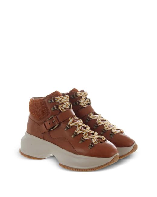 Hogan Brown Maxi Active Ankle Boots