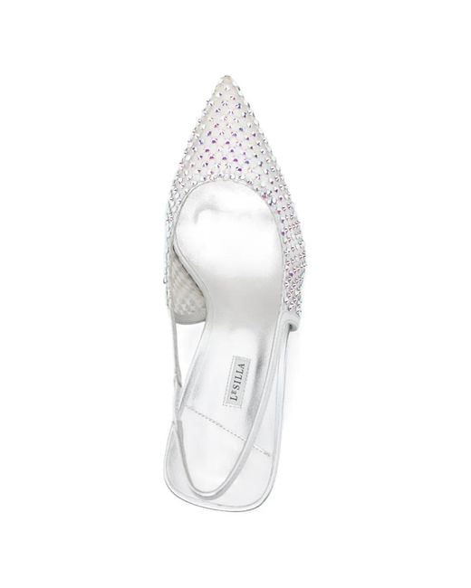 Le Silla White Gilda Embellished Slingback Pumps