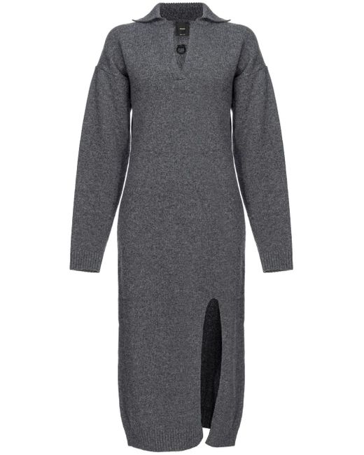 Pinko Gray Vellutato Midi Dress