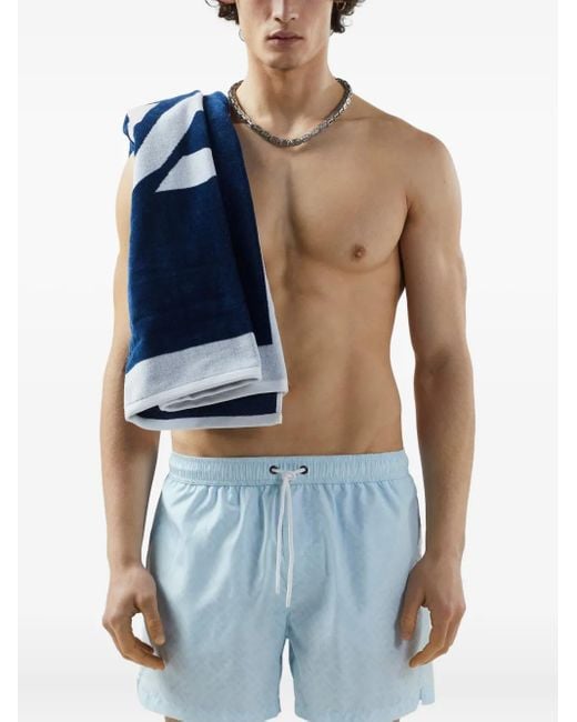 Gcds Blue Essentials Monogram Swim Shorts for men