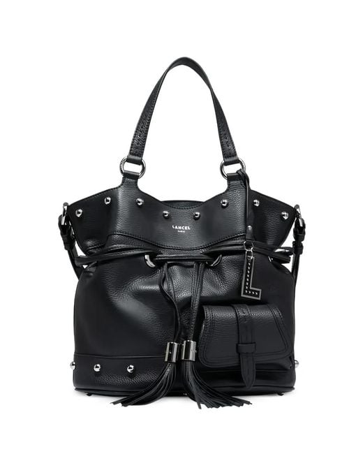Lancel Black Sac Seau En Cuir À Détails De Clous