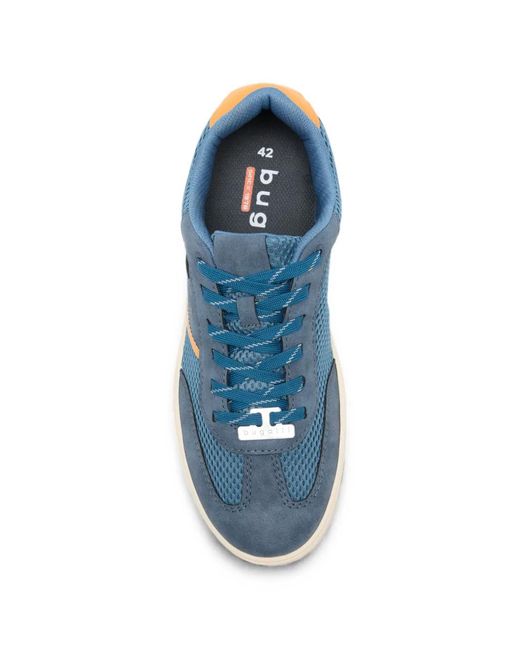 Bugatti Blue Mesh-Panelled Lace-Up Sneakers for men