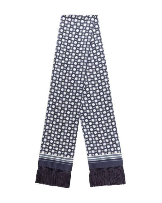 Dolce & Gabbana White Geometric-Pattern Fringed Scarf for men