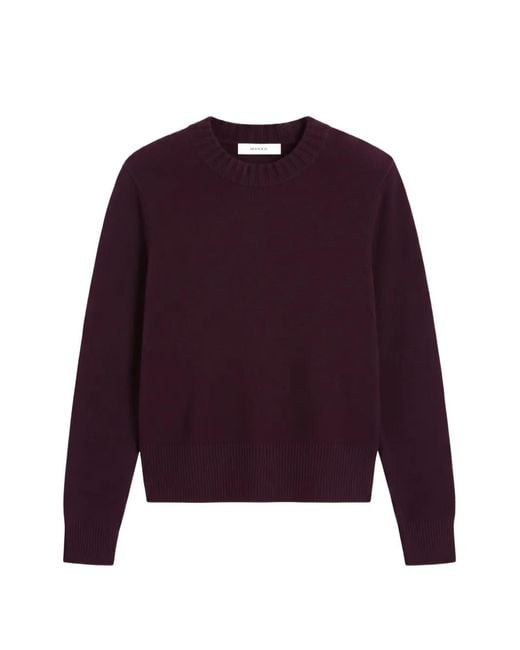 Chinti & Parker Purple Cropped Ribbed-Trim Sweater