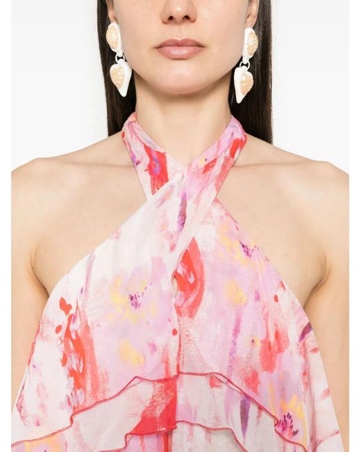 MSGM Maxi-Jurk Met Bloemenprint in het Pink