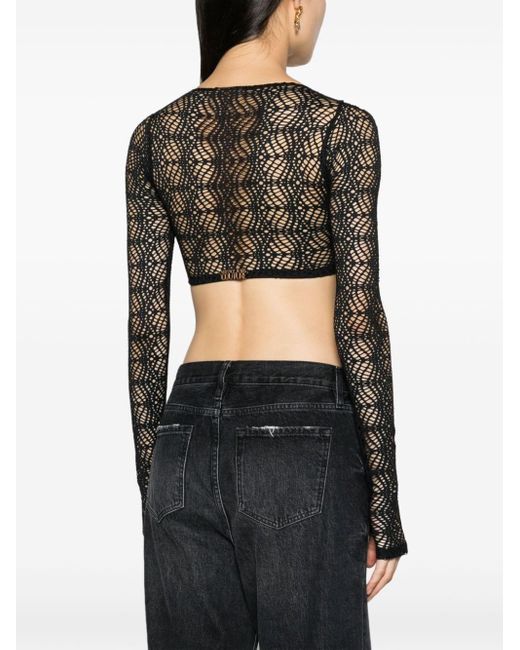 Versace Black Mesh-lace Cropped Top
