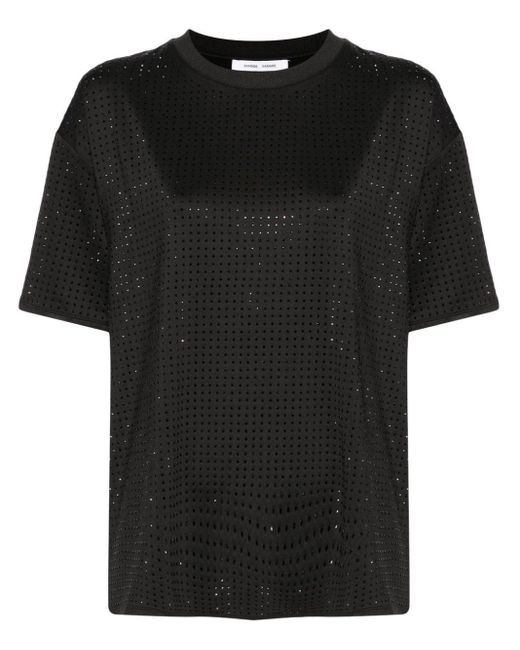 Samsøe & Samsøe Black Chrishell T-Shirt mit Kristallverzierung