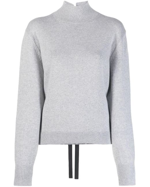 Fendi Gray Tied-back Knitted Pullover