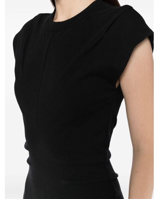 Alexander Wang Black Draped-detailing Cap Sleeves Dress - Women's - Polyamide/elastane/cotton
