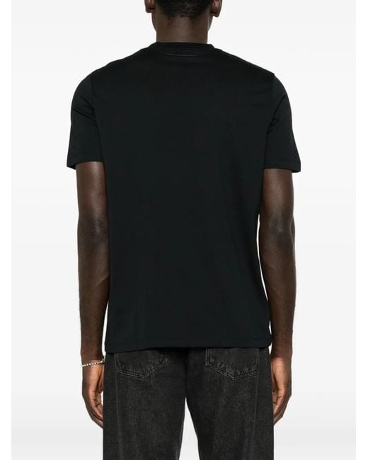 Karl Lagerfeld Black Logo-Patch Cotton T-Shirt for men