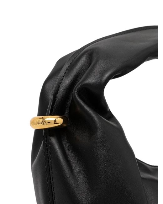 Furla Black Twisted-Handle Leather Tote Bag