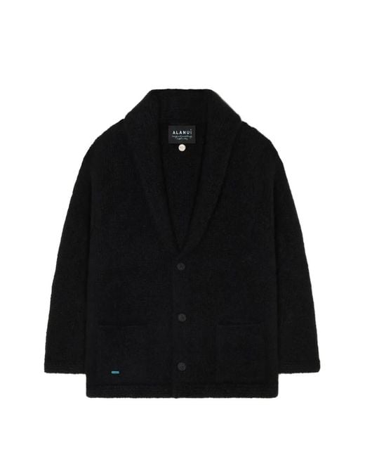 Alanui Black Patch Pockets Horn Buttons Cardigan for men