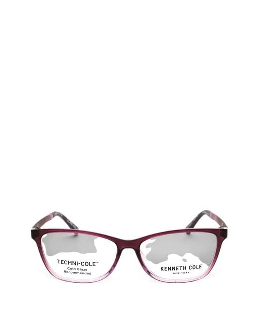 Kenneth Cole Purple Rectangle-Frame Glasses