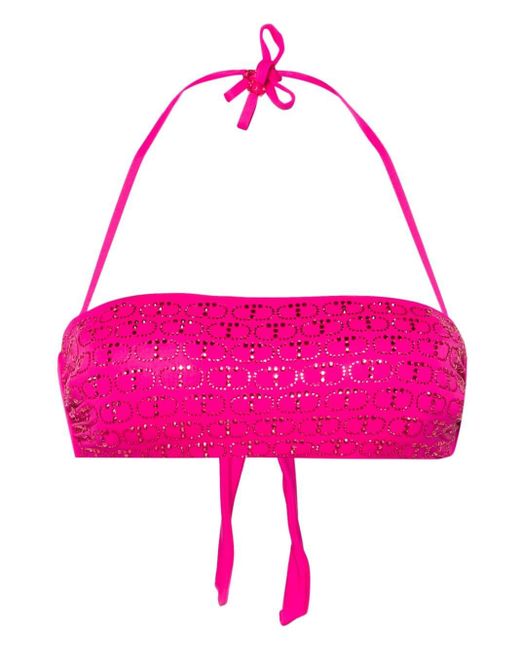 Twin Set Pink Monogram Bandeau Bikini Top