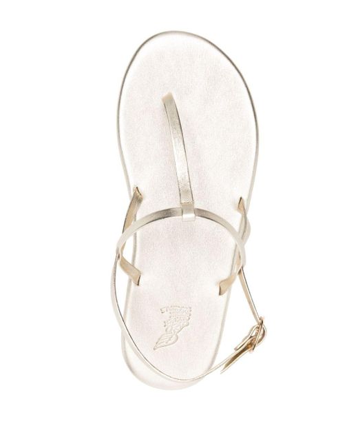 Ancient Greek Sandals White Lito Leather Thong Sandals