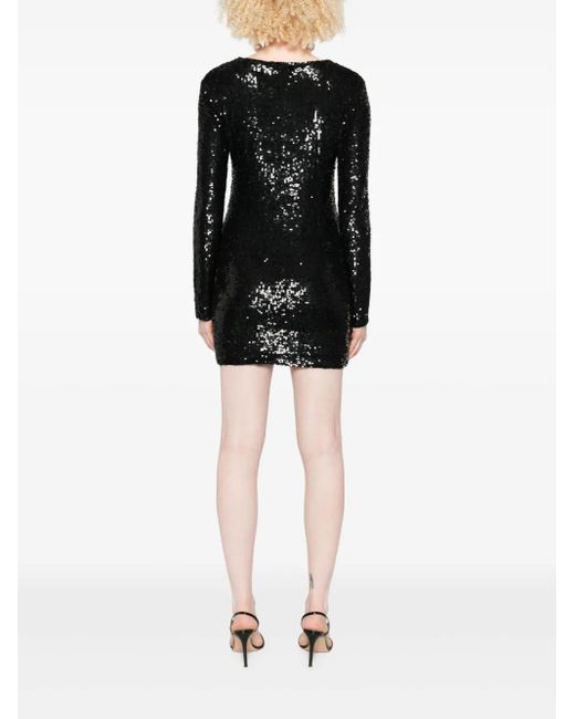 P.A.R.O.S.H. Black Sequin Long-Sleeve Dress
