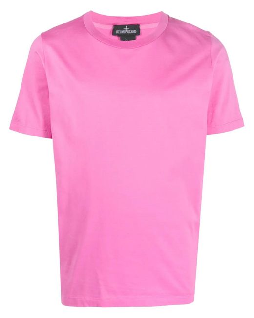 Stone Island Shadow Project Pink Graphic-Print Cotton T-Shirt for men